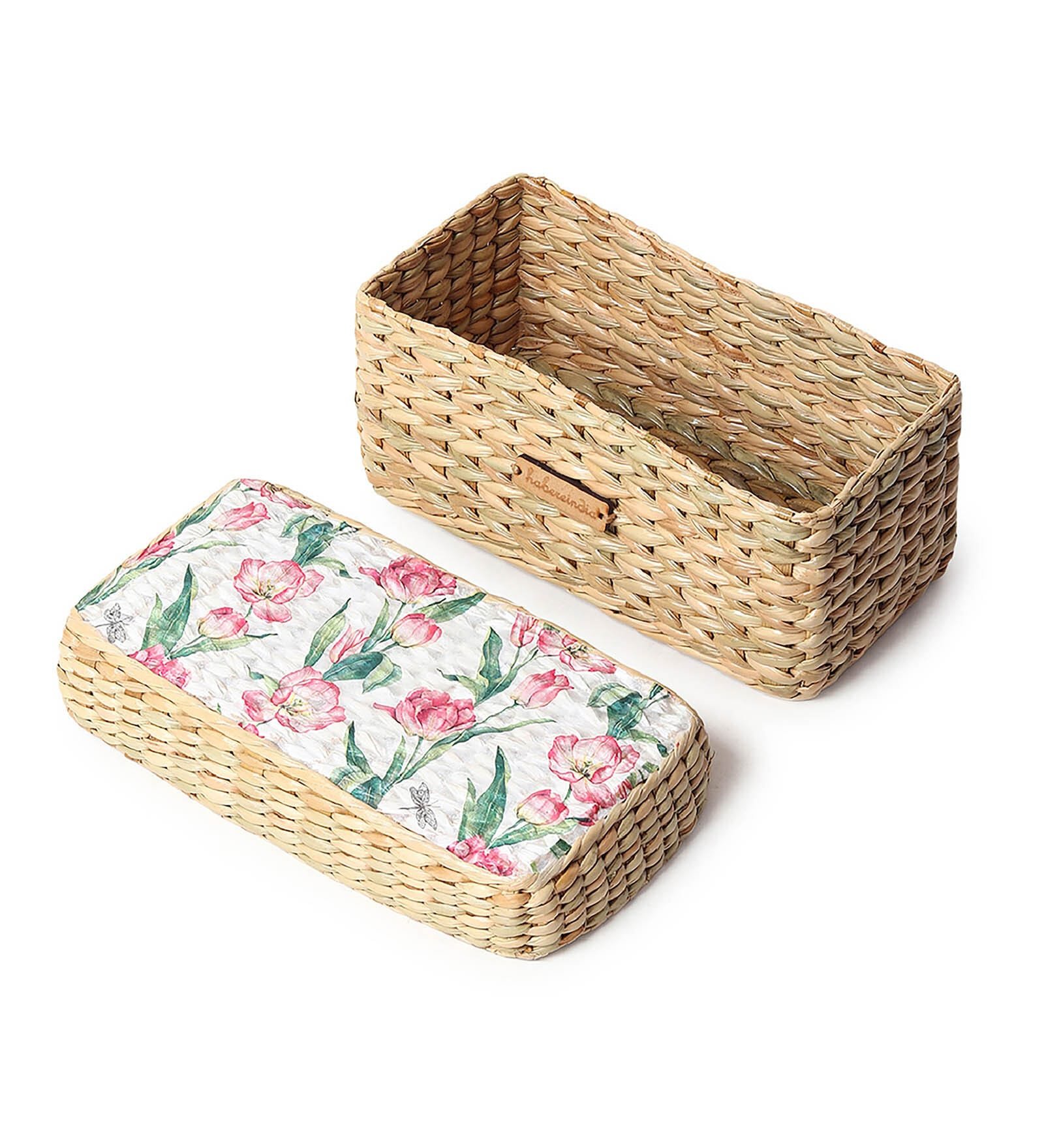 Multicolor Seagrass Solid 10.24 x 5.91 Inches Storage Basket